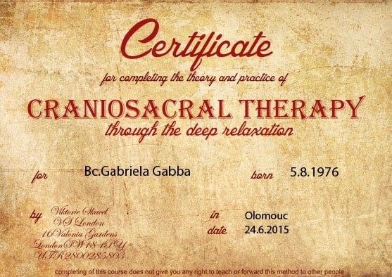 kraniosakralni terapie certifikat